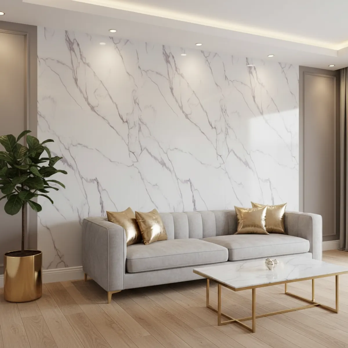 White and Grey Marble PVC Wall Panel