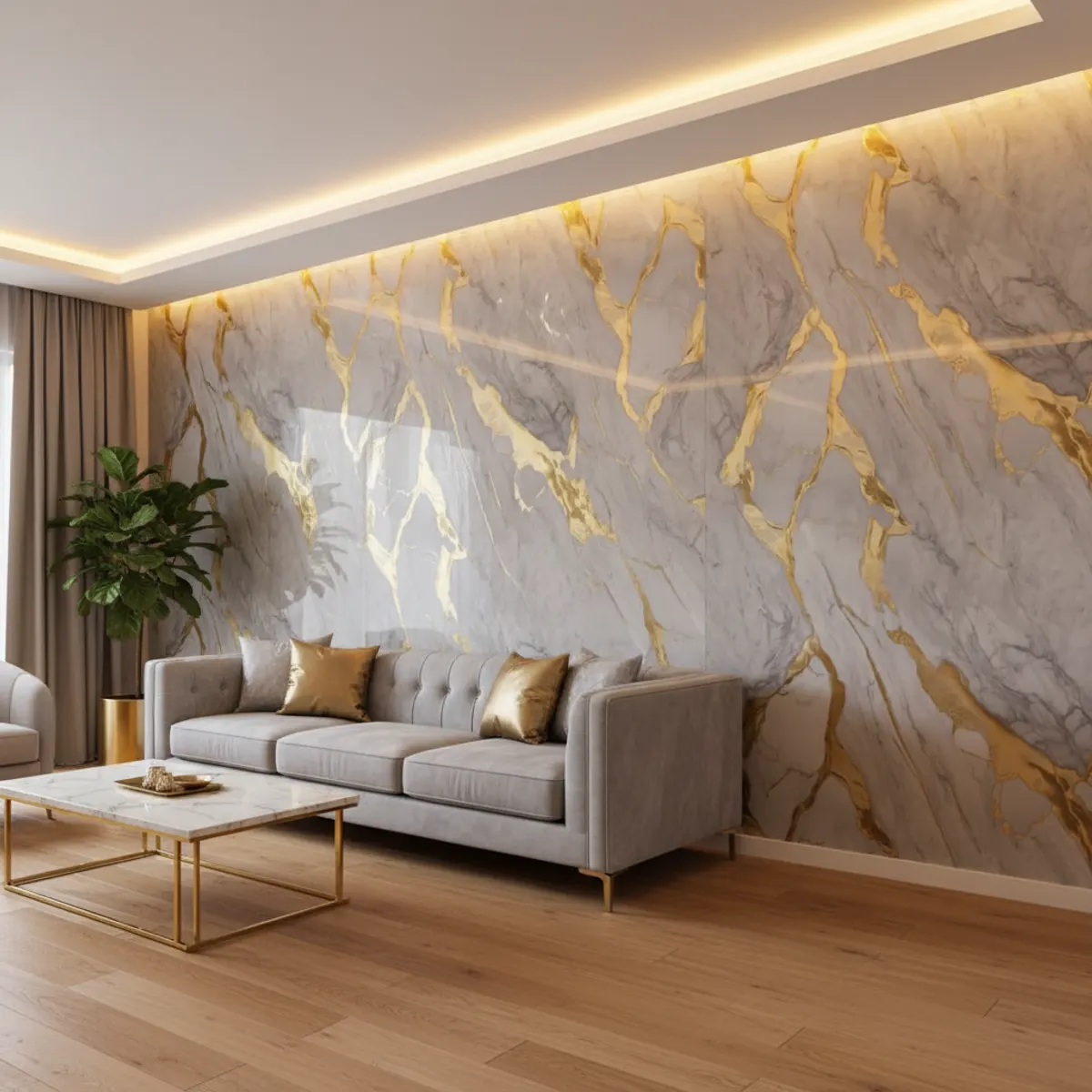 Gold Splash Marble PVC Wall Panel 