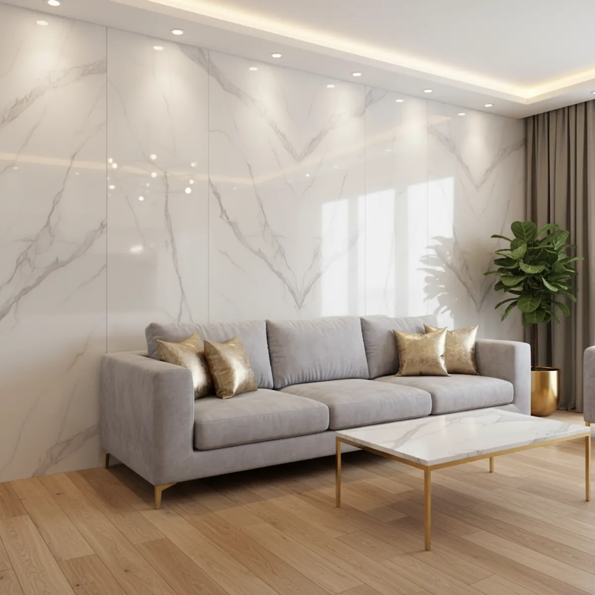 White and Grey Marble PVC Wall Panel