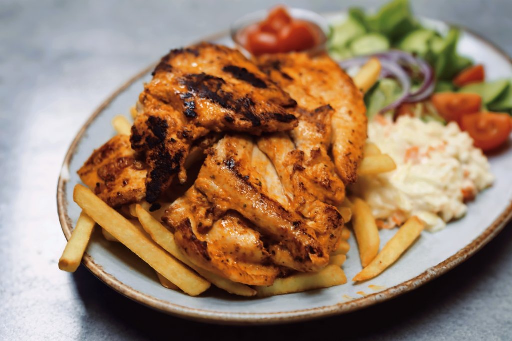 Grilled chicken and chips
