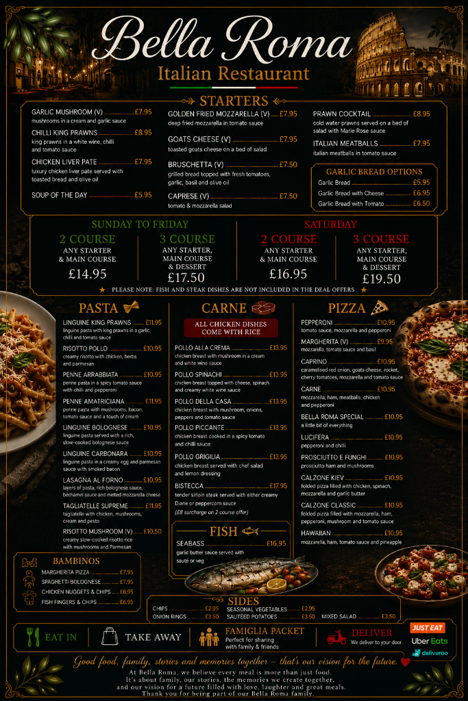 Bella Roma Full Menu