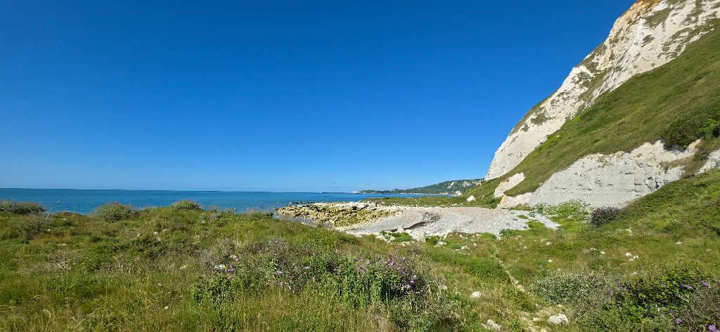 Shingle beach at the base of the White Cliffs