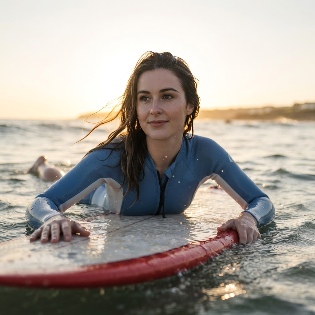 Hiking with Sophie surfing in Cornwall