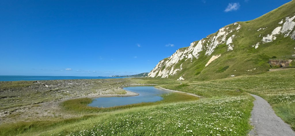 Wetland pools beneath the chalk cliffs