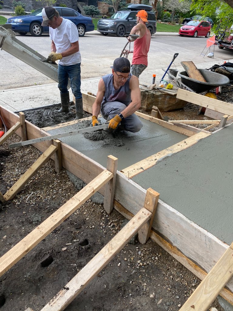 Hand-finishing a concrete pour