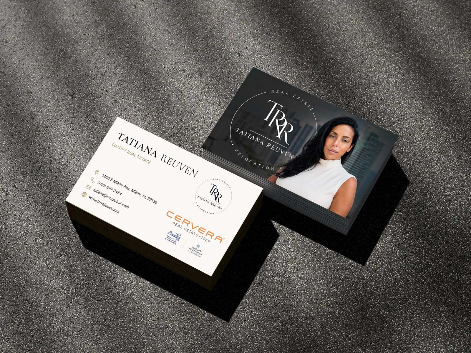The stationery system — black & white business cards
