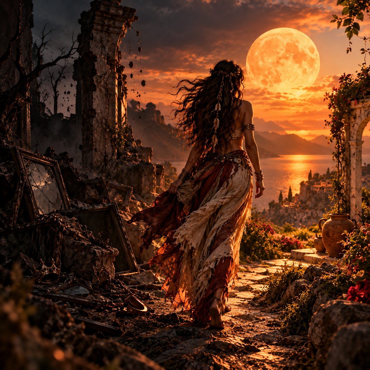 The Soul Rebel, walking her own path under a rising full moon