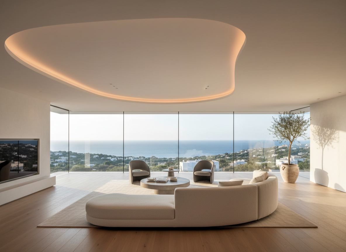 Villa mediterránea privada: Techos continuos & Revestimientos