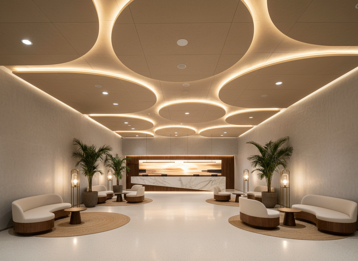 Hotel boutique: Techos acústicos decorativos