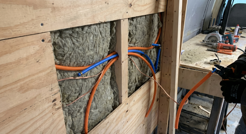 Interior rough framing of van conversion