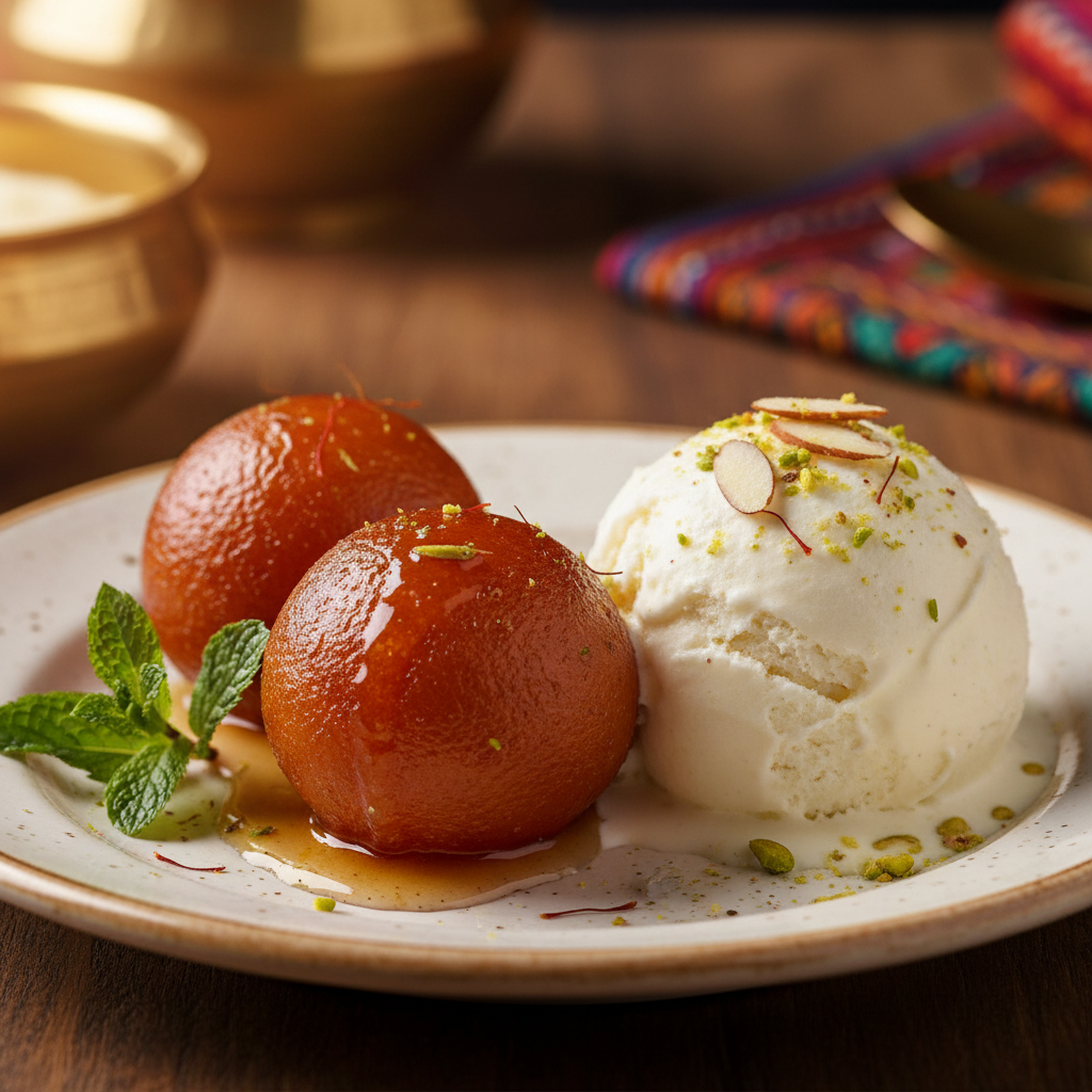 Gulab Jamun with Ice Cream