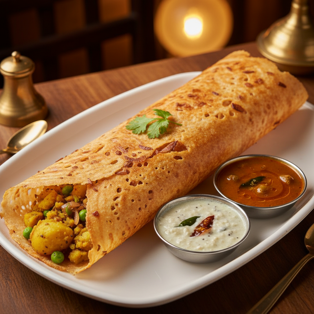 Onion Rava Masala Dosa