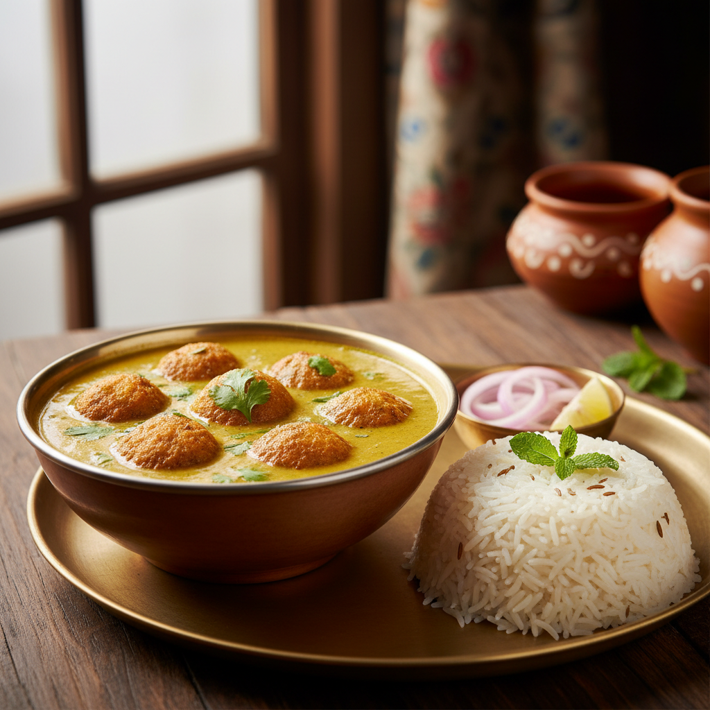 Kadhi Pakora with Rice