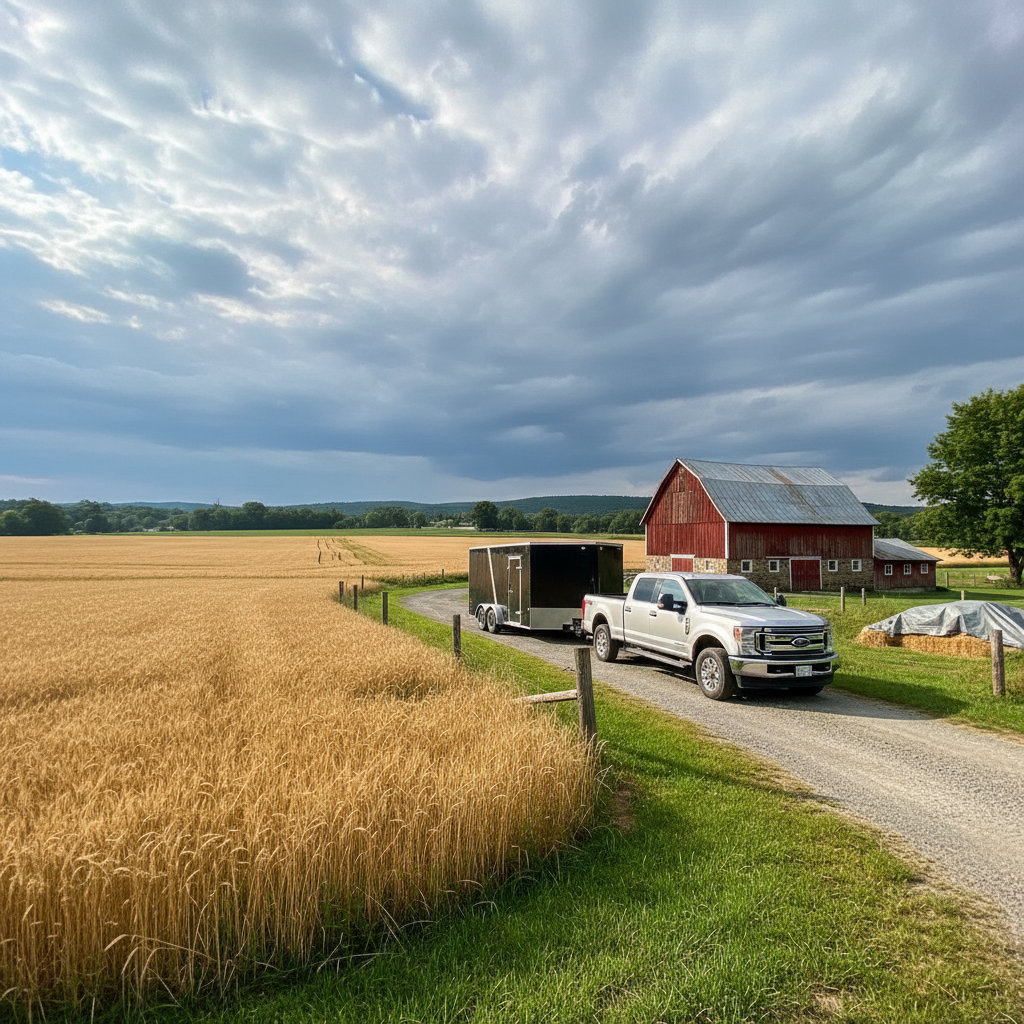 Service truck next to grain silo