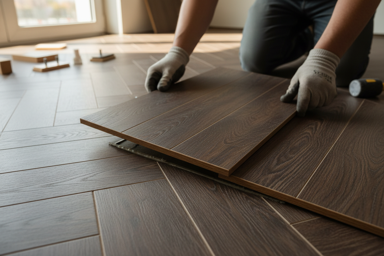 Craftsman installing flooring