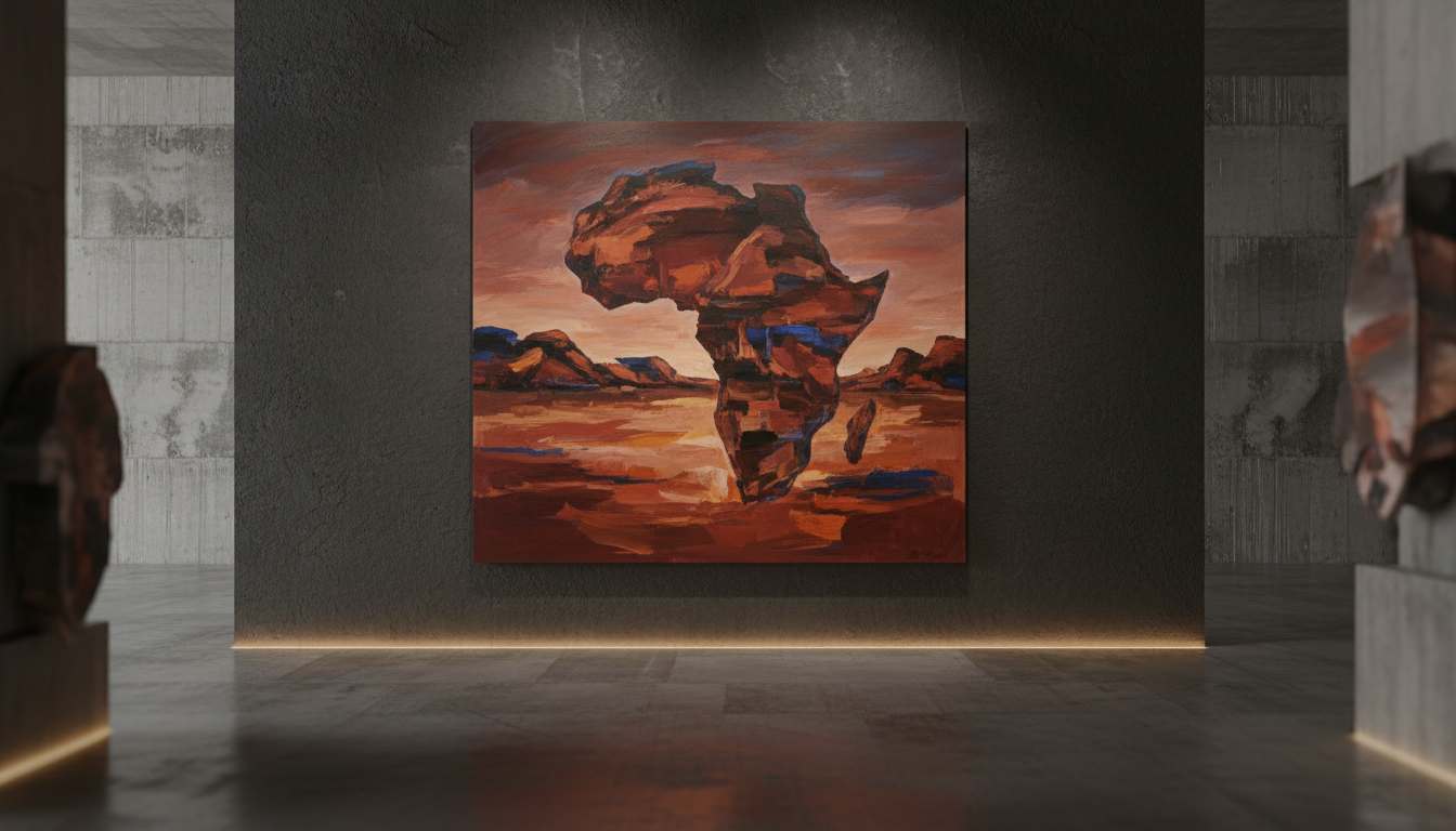 Featured original African painting in a gallery setting