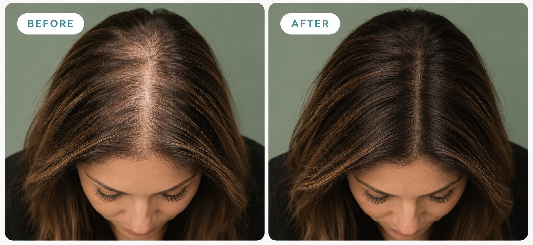 Diffuse Hair Thinning — before and after PRP treatment comparison