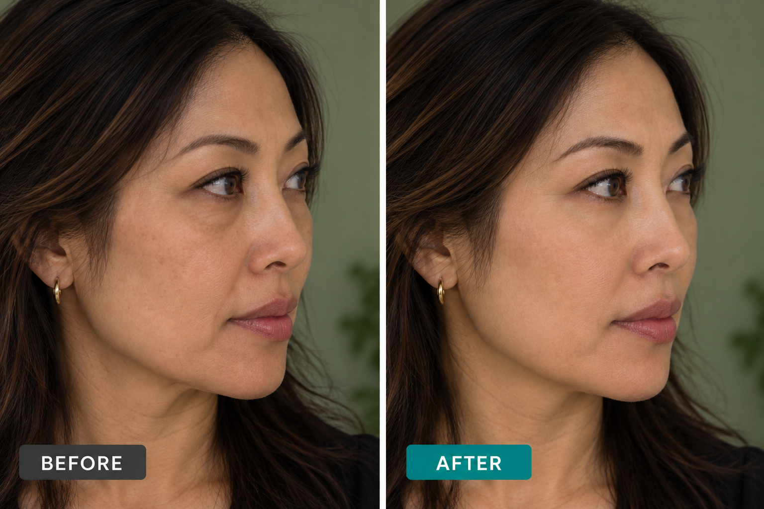 Mild Skin Laxity & Crepey Skin — before and after PRP treatment comparison