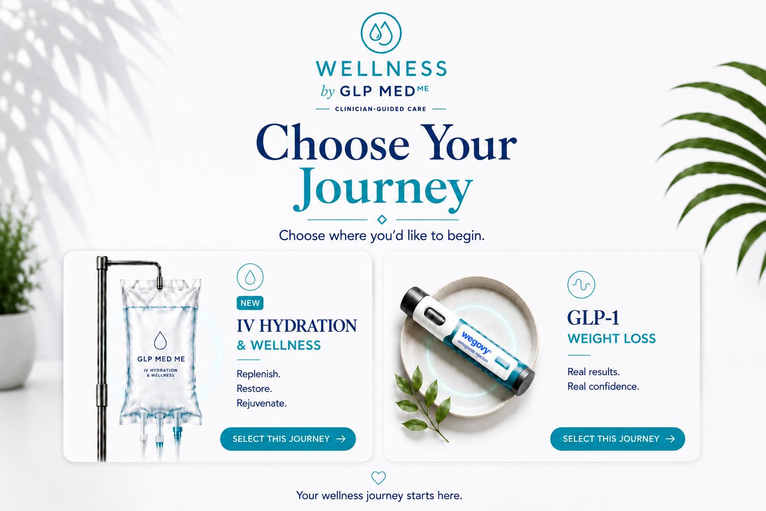 Choose Your Journey — IV Hydration & Wellness or GLP-1 Weight Loss