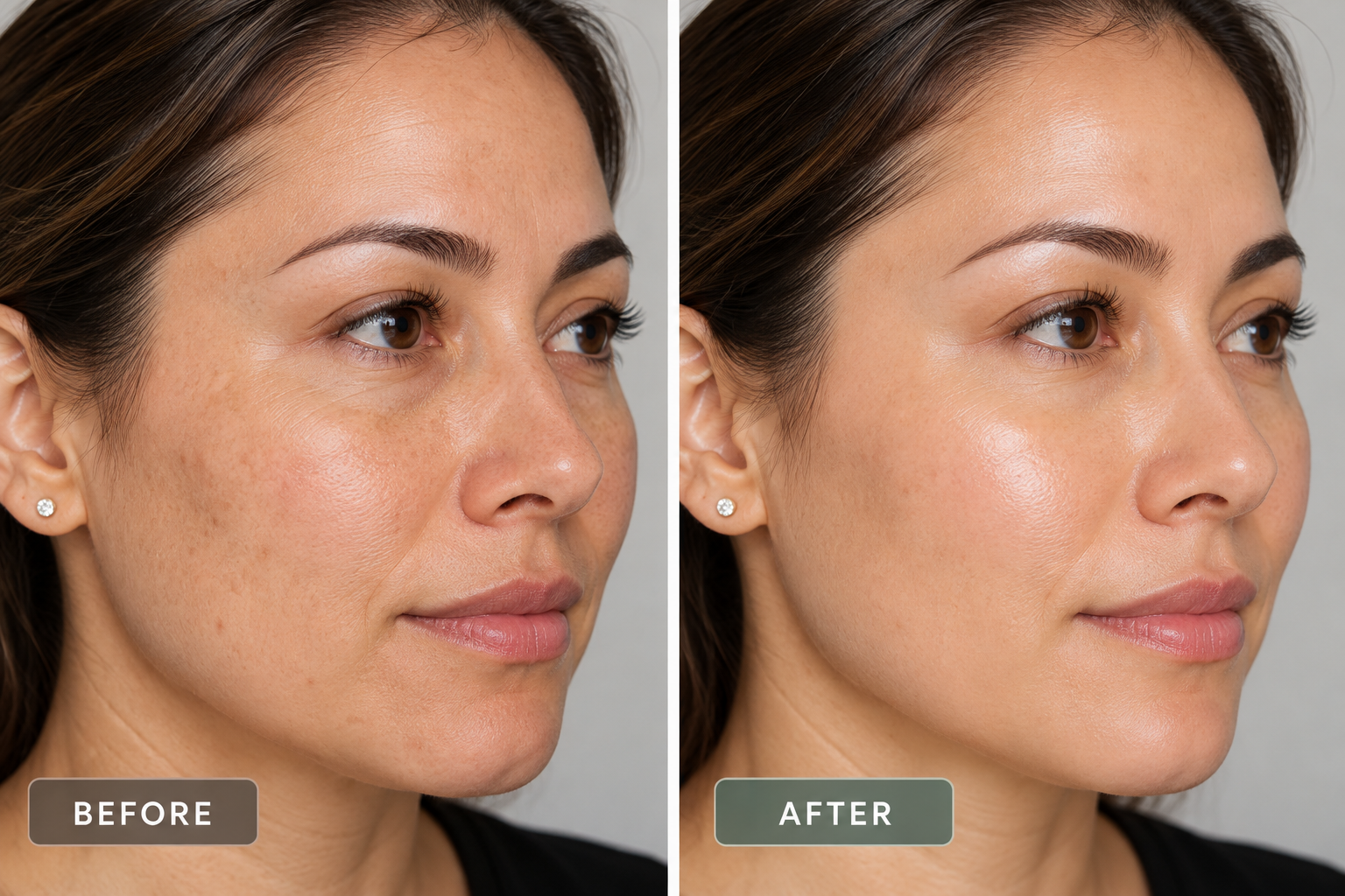 PRP Radiance & Glow Facial — before and after treatment comparison