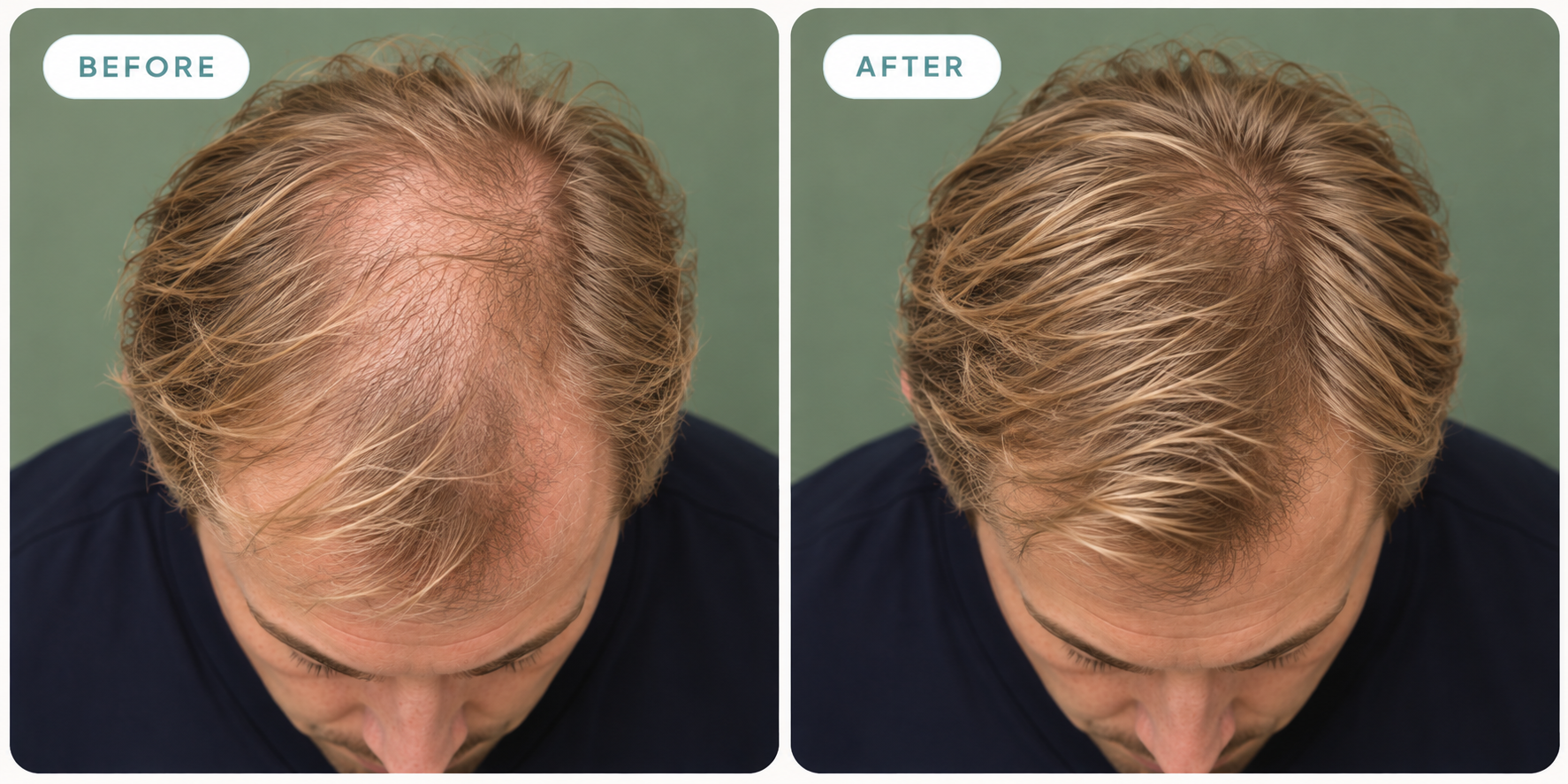 Crown & Hair Density — before and after PRP treatment comparison