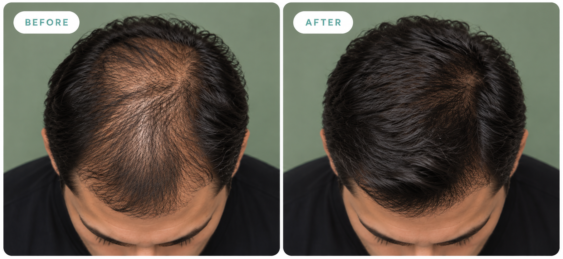 Diffuse Hair Thinning — before and after PRP treatment comparison