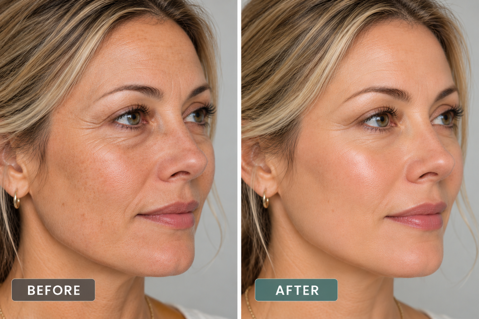 Fine Lines & Early Wrinkles — before and after PRP treatment comparison