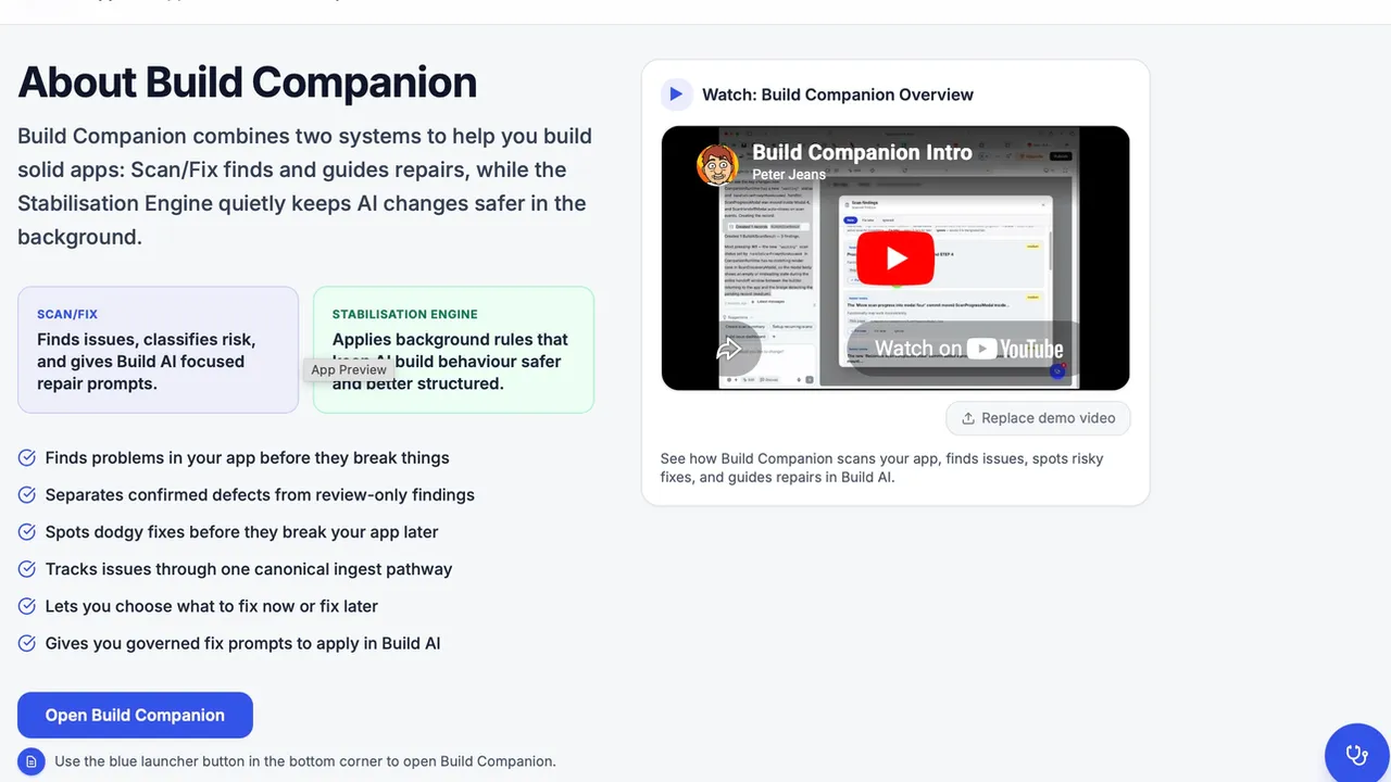 Build Companion template preview