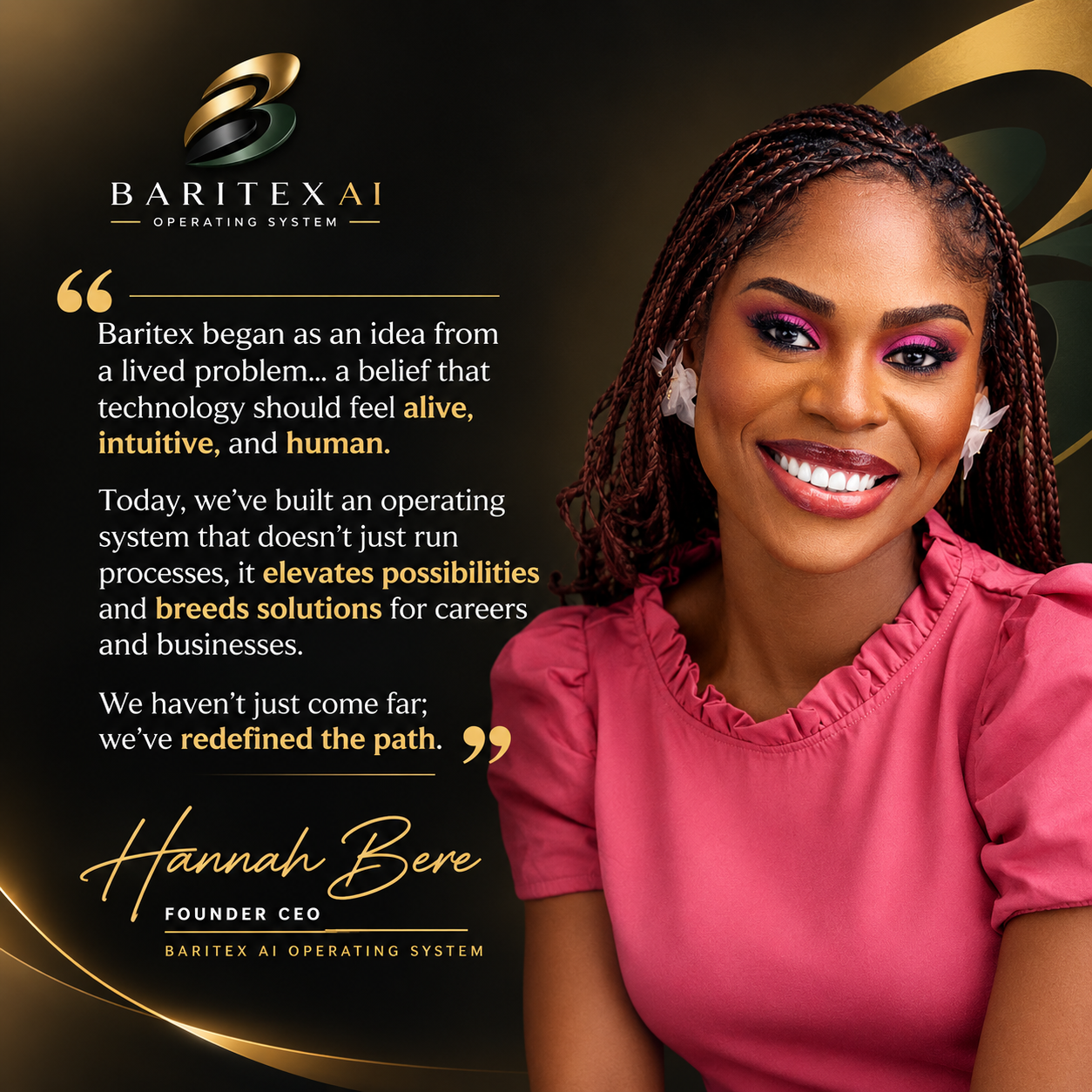 Hannah Bere, Founder and CEO of Baritex AI Operating System