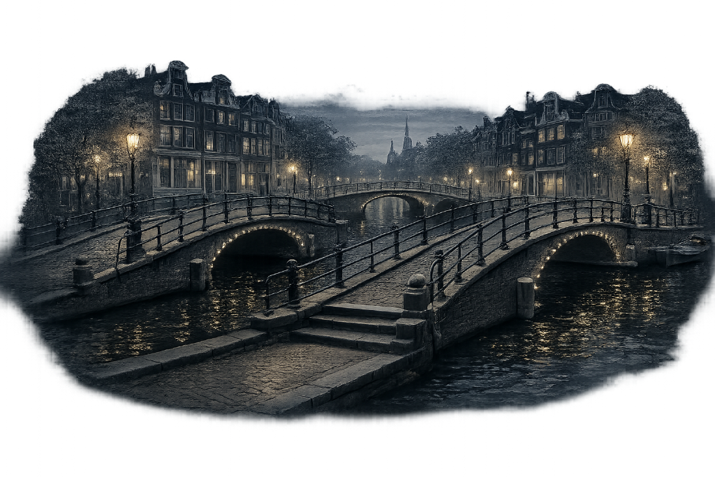 Amsterdam canal at night