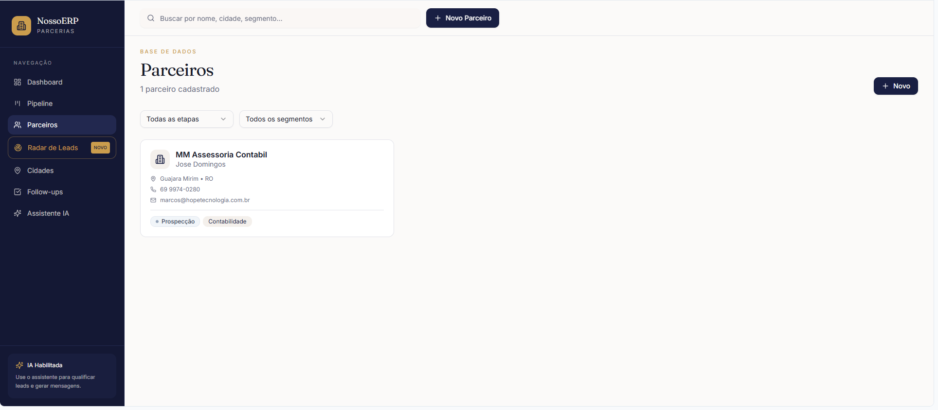 Captura de Leads e Parceiros template preview