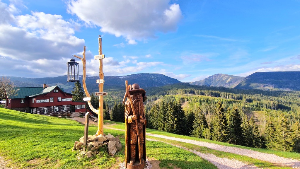 Chata Severka – Krakonoš, výhled na Krkonoše