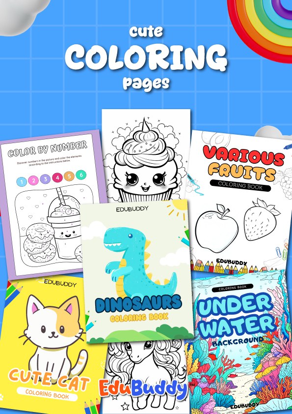 Contoh halaman mewarna kanak-kanak yang comel dan mesra cetakan