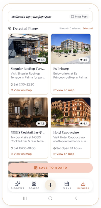 Detected places in ReelPlans