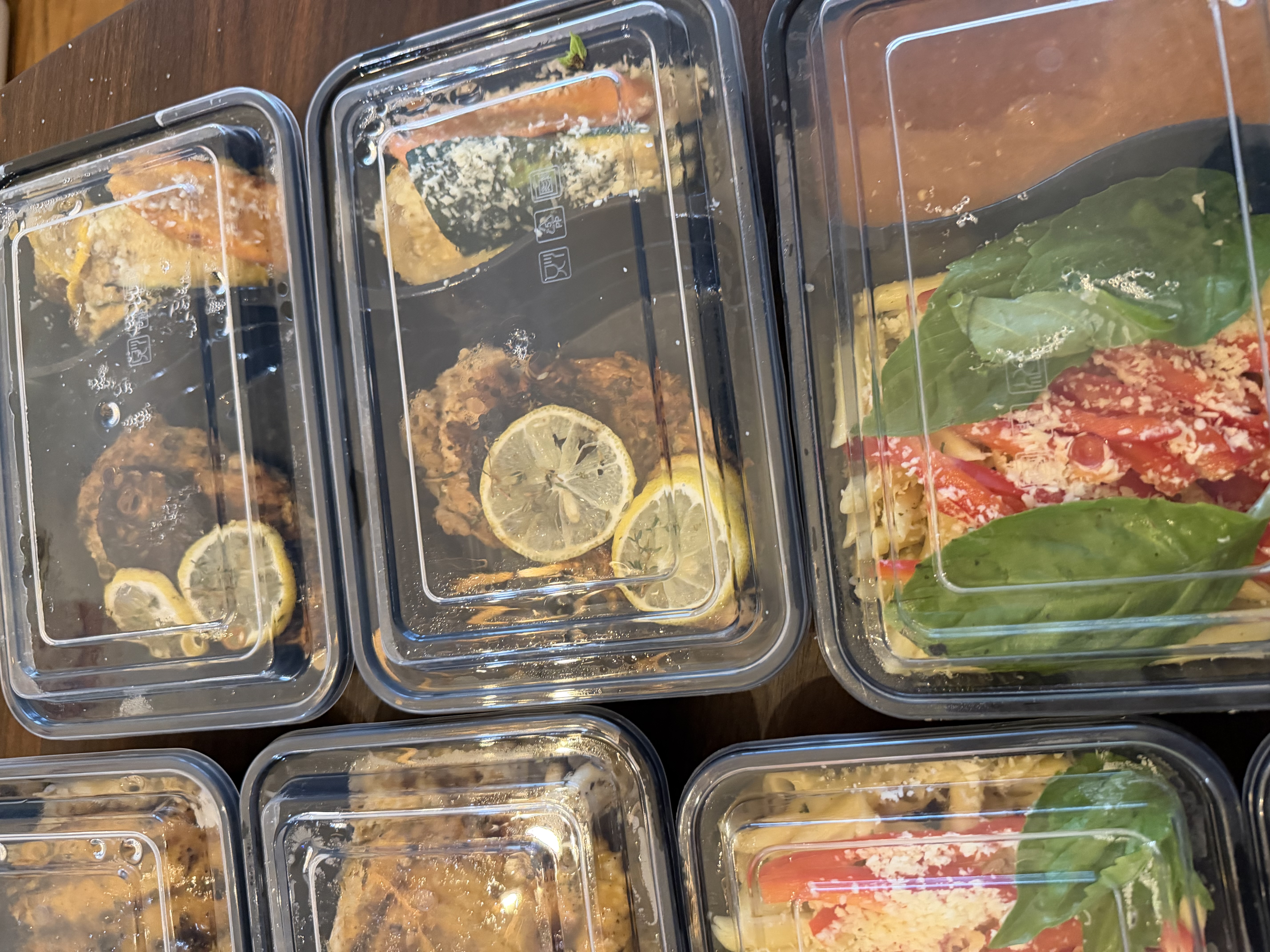 Weekly prep — sealed, labelled, and ready for pickup.