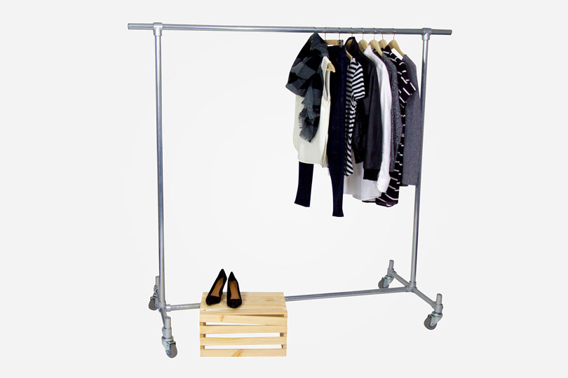 Rolling Clothing Rack — Single Bar