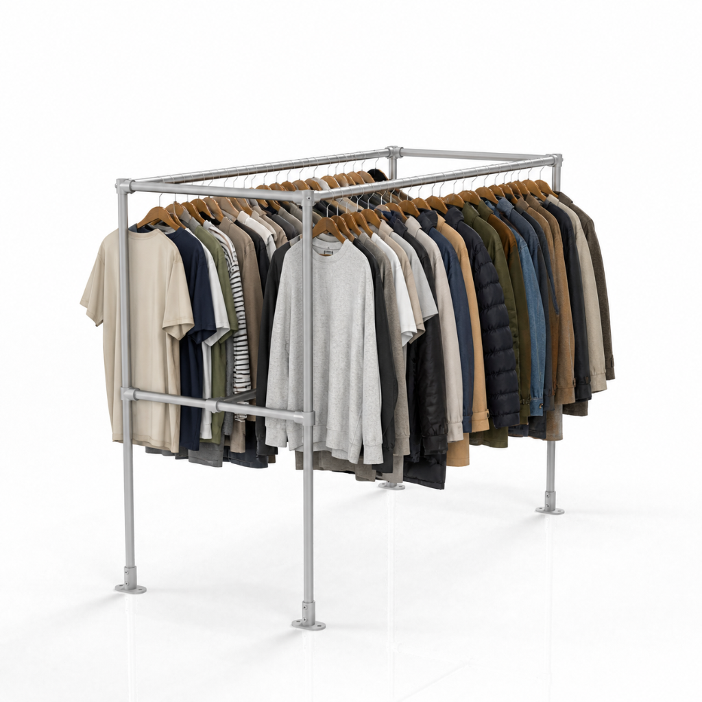 Warehouse Clothing Rack — Single Tier
