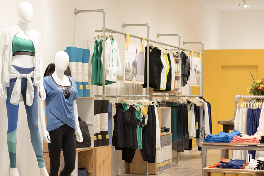 Mall yoga clothing racks