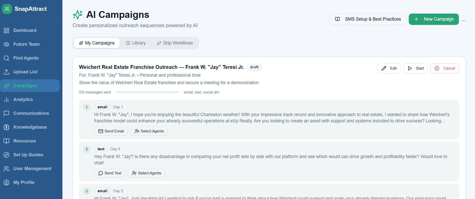 SnapAttract AI Campaigns screenshot