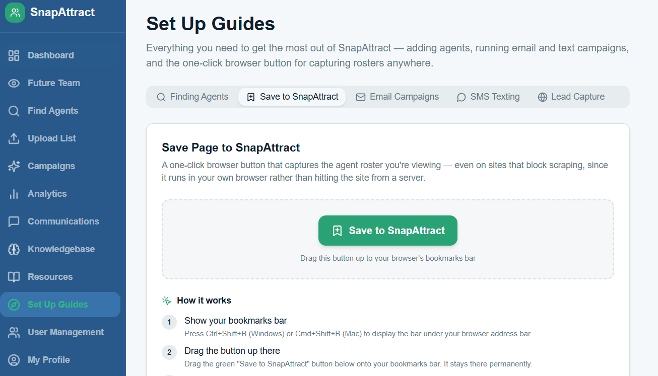 SnapAttract Set Up Guides screenshot