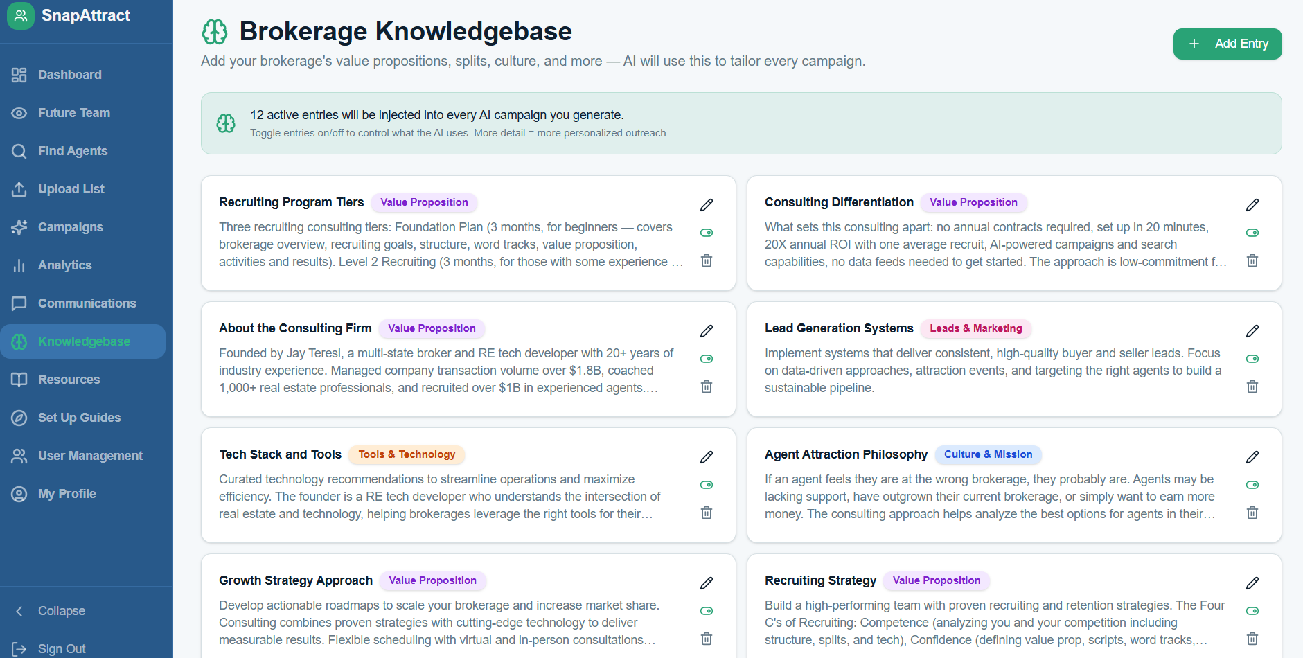 SnapAttract Knowledgebase screenshot