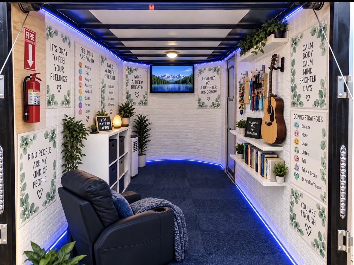 Inside the Xavier van — calming sensory environment