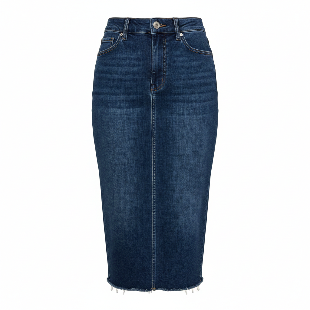CIMUK Women's Denim Skirt Raw Hem High Waisted