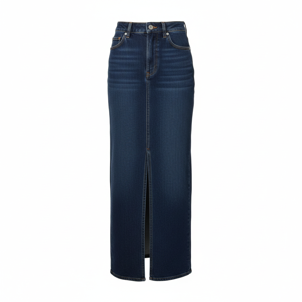 EMMIOL Jean Maxi Skirt Side Slit 2025