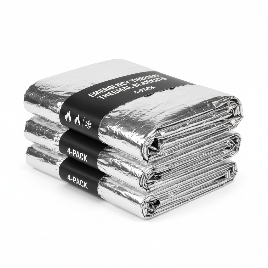Emergency Mylar Blankets 4-Pack — Thermal Survival Gear