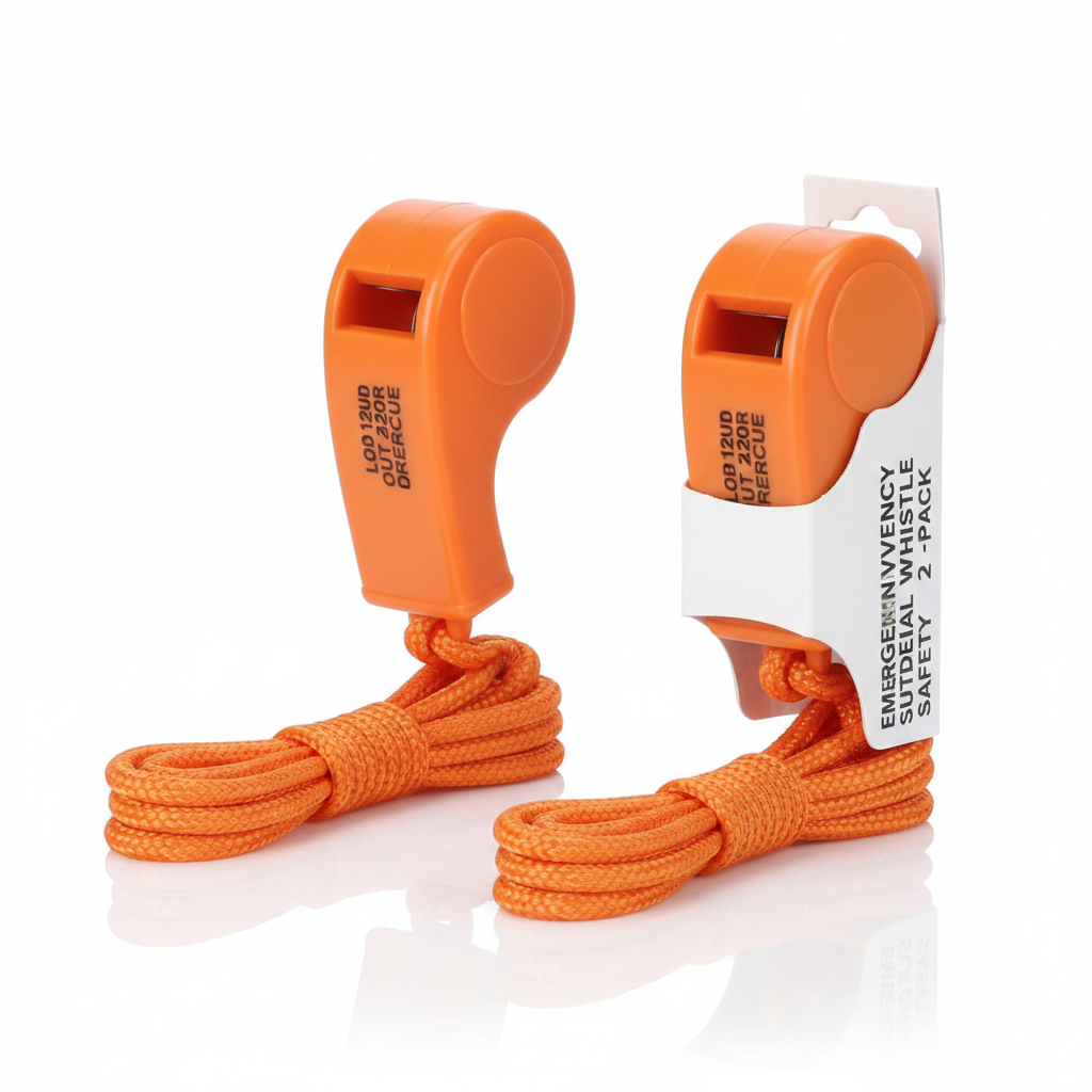 LuxoGear Emergency Survival Whistle 2-Pack w/ Lanyard