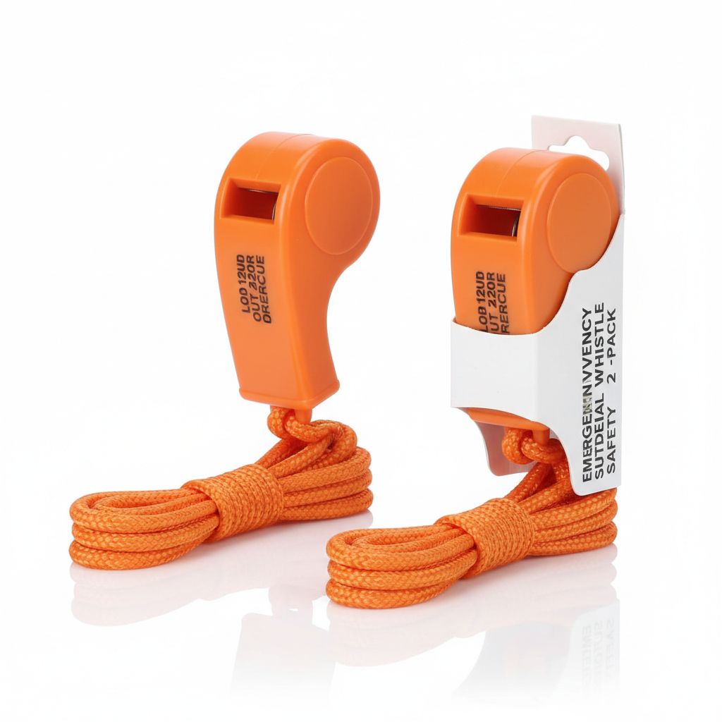 LuxoGear Emergency Survival Whistle 2-Pack w/ Lanyard