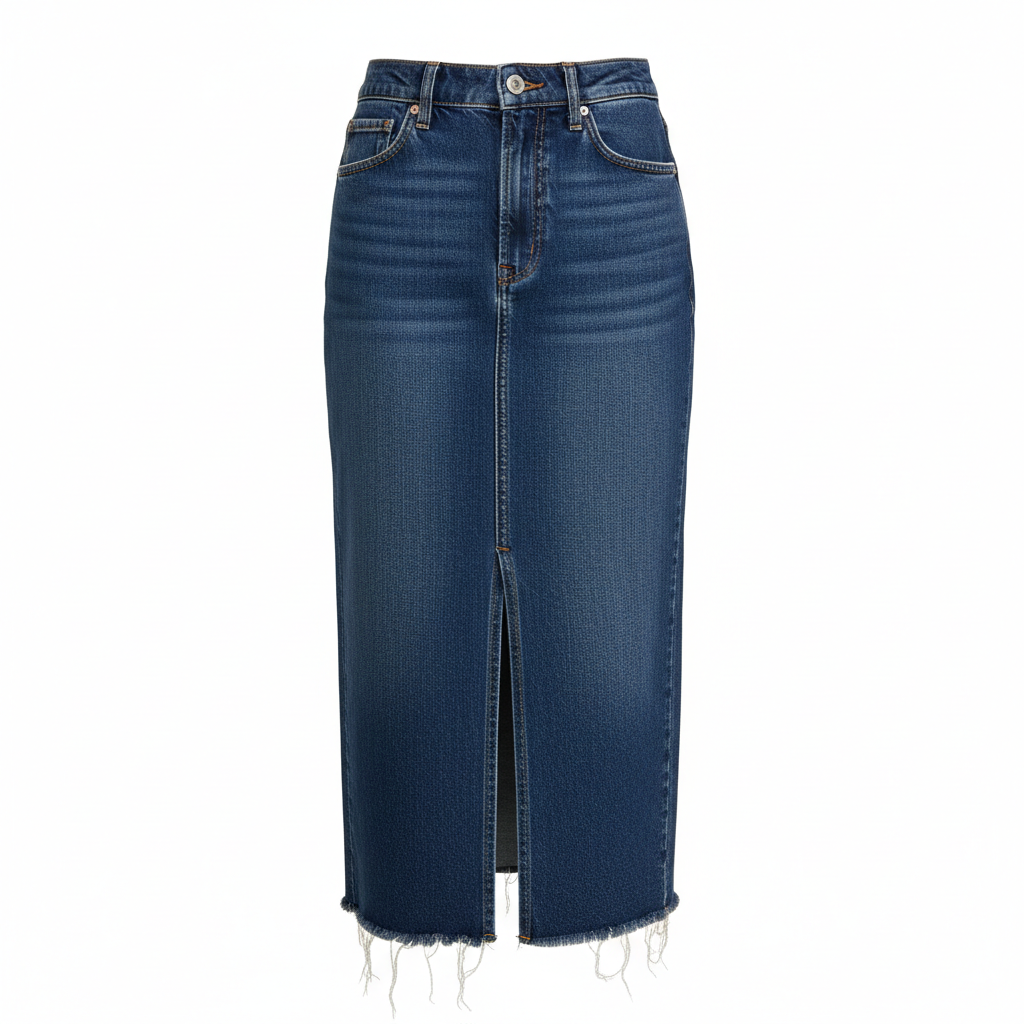 CIMUK Women's Denim Skirt High Waist Front Slit