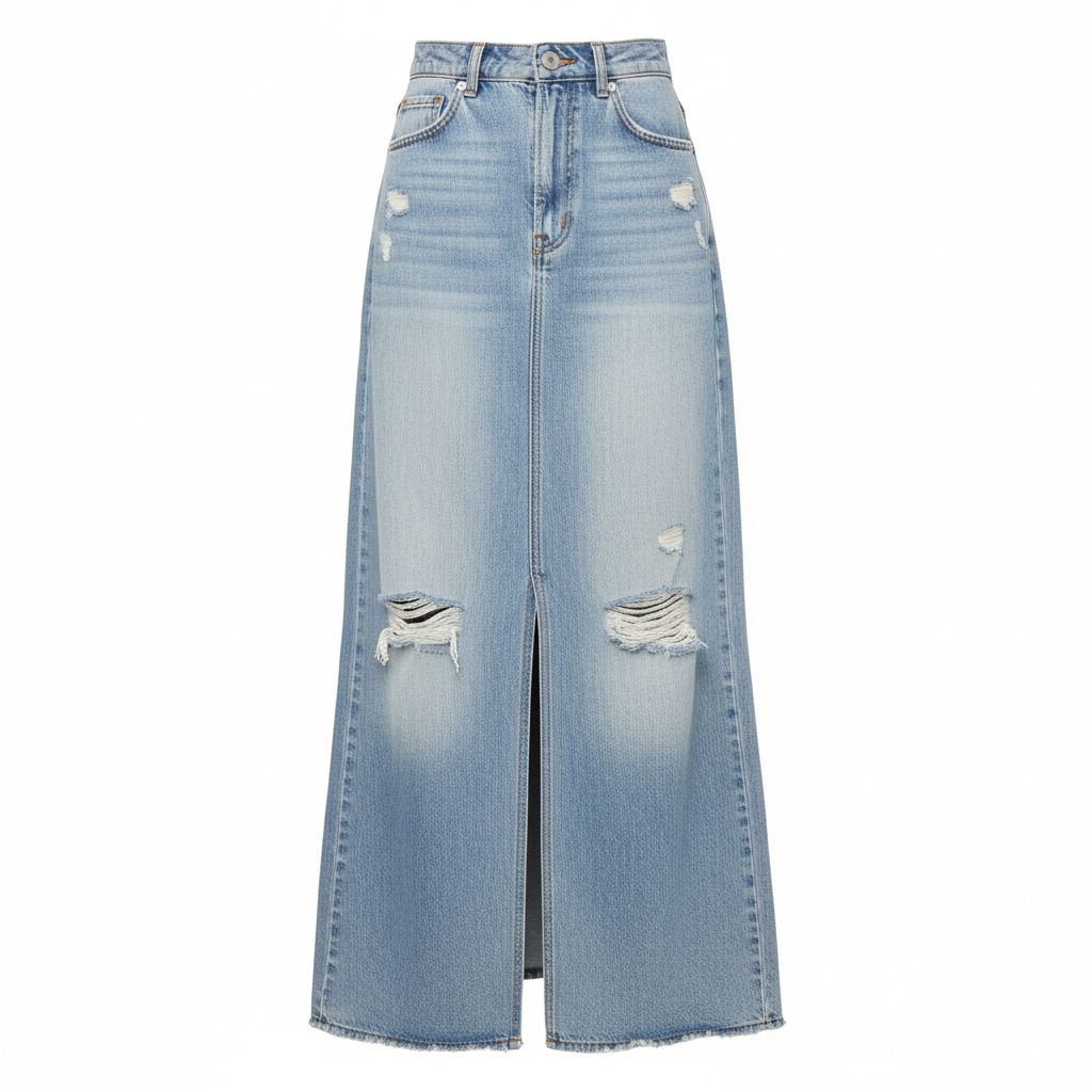 CHARTOU Women's Vintage Denim A Line Maxi Skirt
