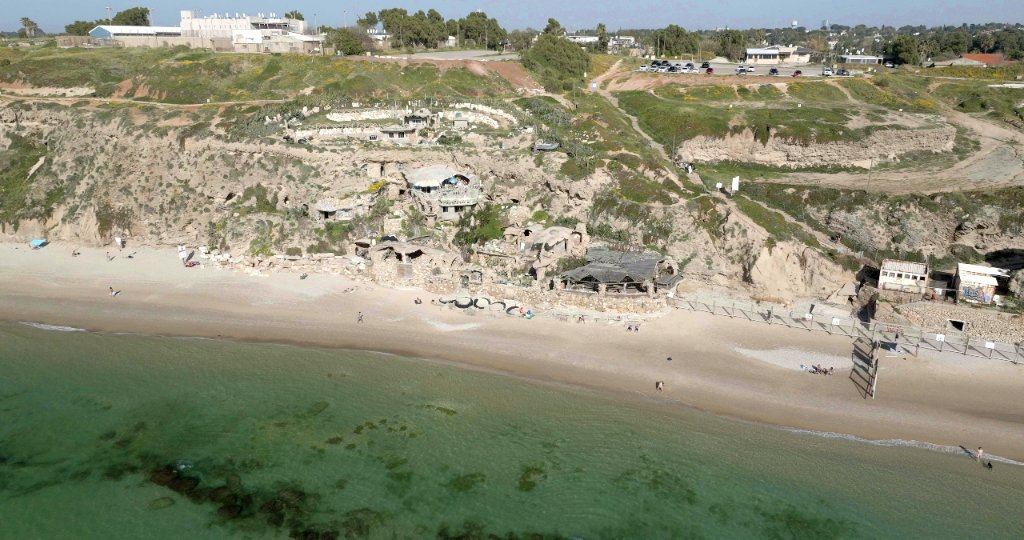 Aerial view of the Seashell House and coastline